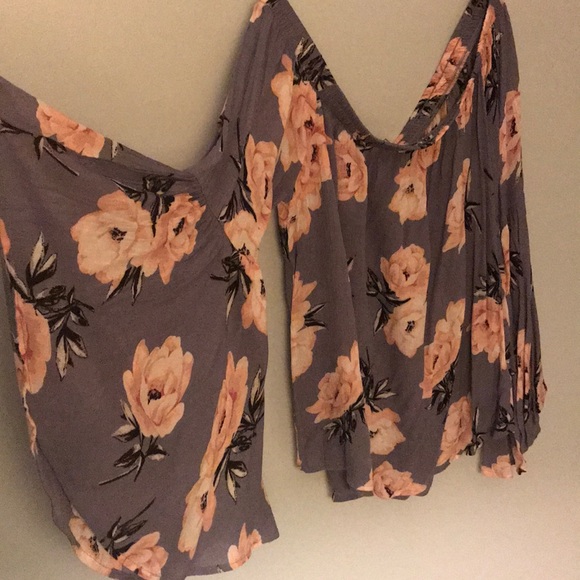 Strapless Long Sleeve Floral Top - Picture 1 of 5